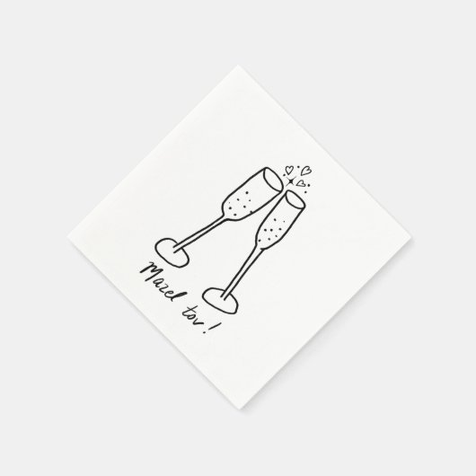 Mazel Tov Wedding Champagne Cheers Sketch Doodle Serviette (Ecke)