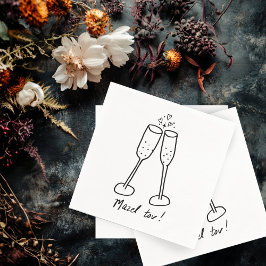 Mazel Tov Wedding Champagne Cheers Sketch Doodle Serviette