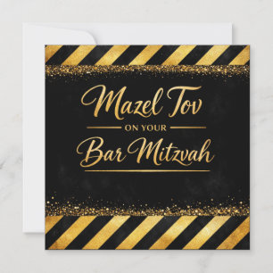 Mazel Tov zu Ihrer Bar-Mizwa-Karte, Gold Schwarz L