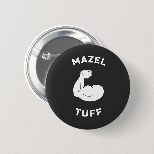Mazel Tuff Starker jüdischer Mazel Tov Prix Button (Vorne & Hinten)