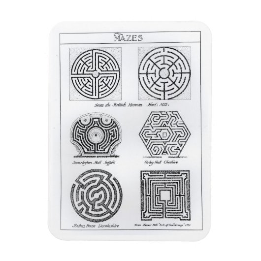 Mazes, c.1900 (Gravur) (b/w-Foto) Magnet (Vertikal)