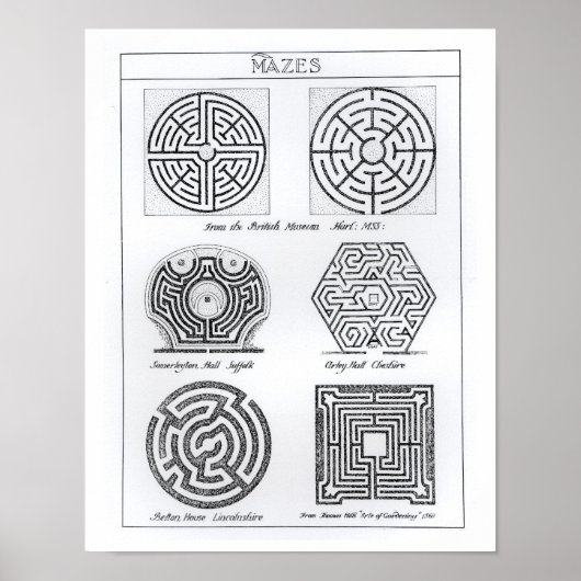 Mazes, c.1900 (Gravur) (b/w-Foto) Poster (Vorne)