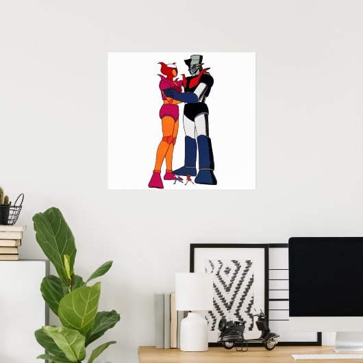 Mazinger und Aphrodite Liebe von Robotern Poster (Heimbüro)