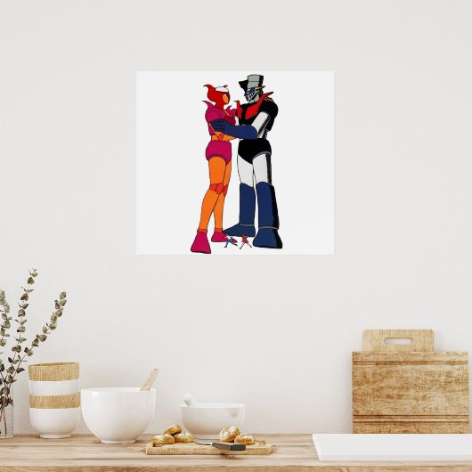 Mazinger und Aphrodite Liebe von Robotern Poster (Küche)