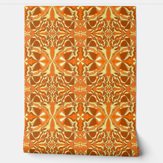 Mazipoodles 3D Damask - Burnt Orange Brown Tapete (Abrollen)