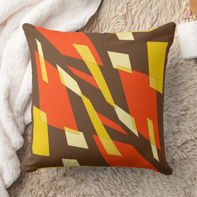 Mazipoodles Abstraction Perspektive Brauner Orange Kissen (Decke)