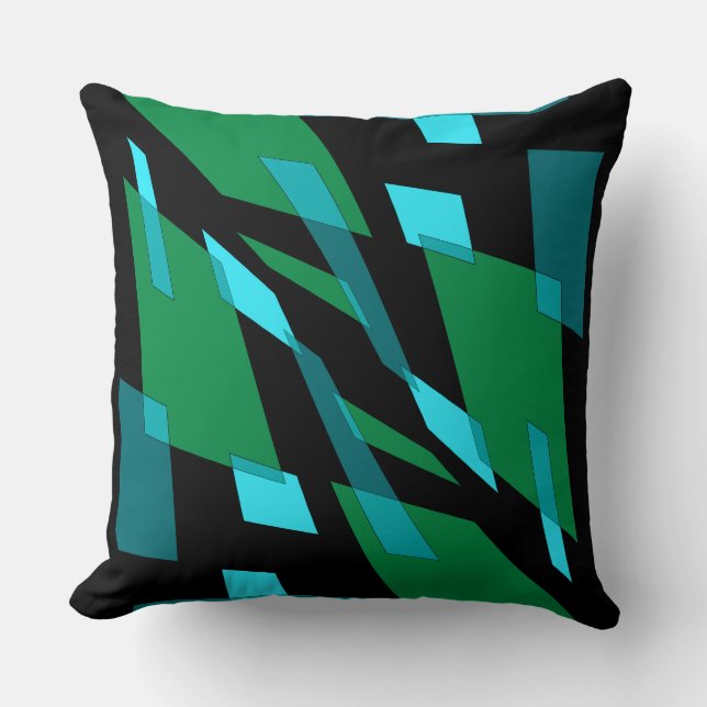 Mazipoodles Abstraction Perspektive Schwarz Grün Kissen (Vorderseite)