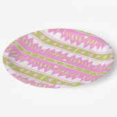 Mazipoodles Afrofuturist Pattern Pink White Green Pappteller (Schrägansicht)