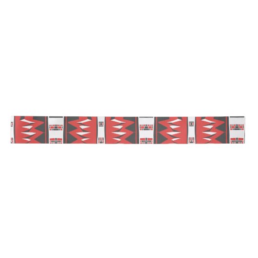 Mazipoodles Afrofuturist Pattern - Scarlet Grau Satinband (Vorderseite)