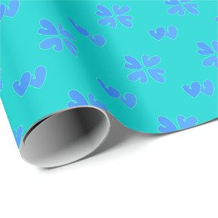 Mazipoodles Blue Hearts auf Türkis Geschenkpapier