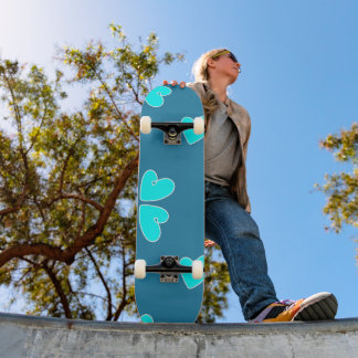 Mazipoodles Blue Hearts On Blue Skateboard