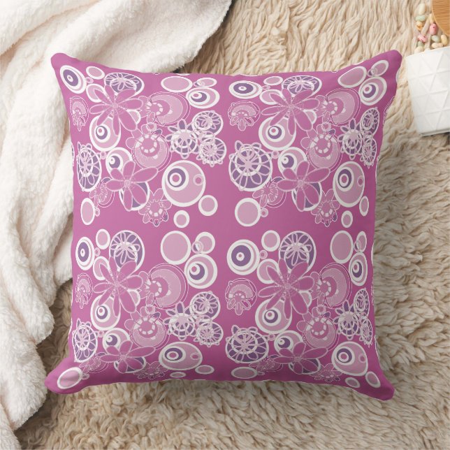 Mazipoodles Blumenbläschen Dustrosa Lila Kissen (Decke)