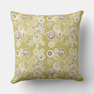 Mazipoodles Blumenbläschen - Olive White Brown Kissen