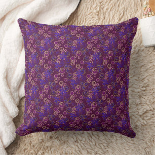 Mazipoodles Blumenbläschen Raute Plum Blue Beige Kissen