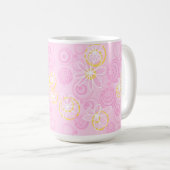 Mazipoodles Blumenbläschen - Rosa Gelb Weiß Kaffeetasse (VorderseiteRechts)