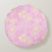 Mazipoodles Blumenbläschen - Rosa Gelb Weiß Rundes Kissen (Rückseite)