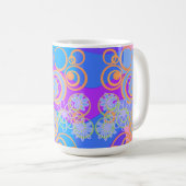 Mazipoodles Blumenblasen Multi Blue Orange Blue Kaffeetasse (VorderseiteRechts)