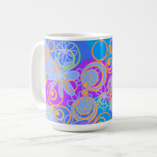 Mazipoodles Blumenblasen Multi Blue Orange Blue Kaffeetasse