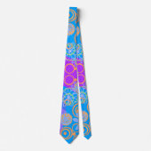 Mazipoodles Blumenblasen Multi Blue Orange Blue Krawatte (Vorderseite)