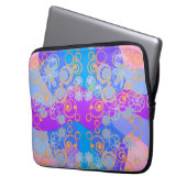 Mazipoodles Blumenblasen Multi Blue Orange Blue Laptopschutzhülle (Vorderseite Links)