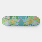 Mazipoodles Blumenblasen Multi Green Orange Blue Skateboard (Horizontal)