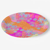 Mazipoodles Blumenblasen Multi Pink Orange Blu2 Pappteller (Schrägansicht)