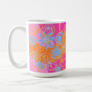 Mazipoodles Blumenblasen Multi Pink Orange Blue Kaffeetasse