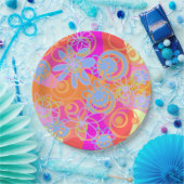 Mazipoodles Blumenblasen Multi Pink Orange Blue Pappteller (Party)