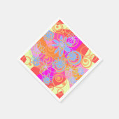 Mazipoodles Blumenblasen Multi Pink Orange Blue Serviette (Ecke)