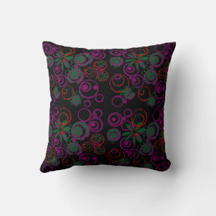 Mazipoodles Blumenblasen Schwarz Rosa Rot Kissen