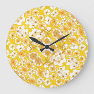 Mazipoodles Botanischer Garten - ButterscotGelb Große Wanduhr