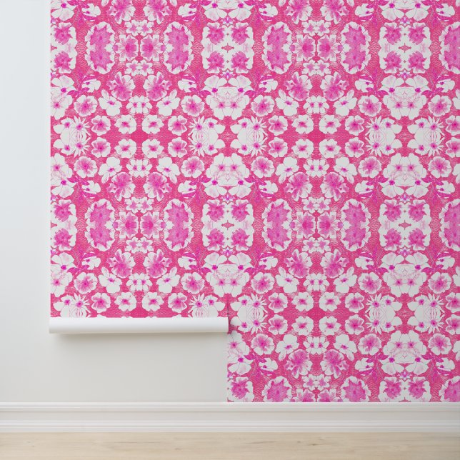 Mazipoodles Botanischer Garten - Hot Pink White Tapete (Anwendung)