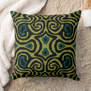 Mazipoodles Crazy Maze - Olive Black Aquamarin Kissen