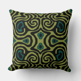 Mazipoodles Crazy Maze - Olive Black Aquamarin Kissen