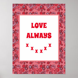 Mazipoodles Floral Bubbles Liebe Kiss Red 2 Poster