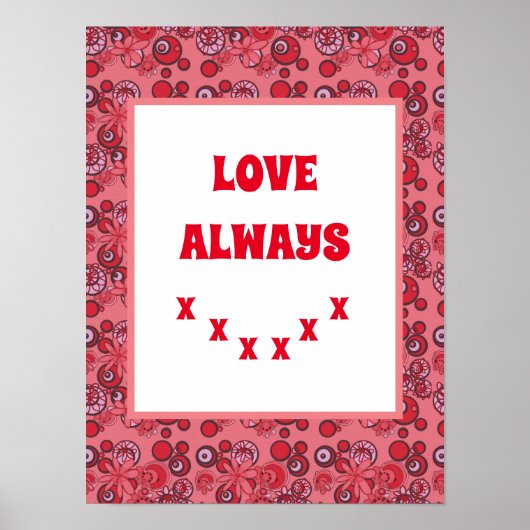 Mazipoodles Floral Bubbles Liebe Kiss Red 2 Poster (Vorne)