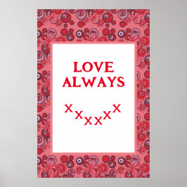 Mazipoodles Floral Bubbles Liebe Kiss Red Poster