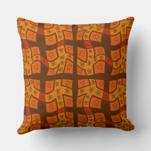 Mazipoodles Floral Liebe Herz Karo Orange Brown Kissen