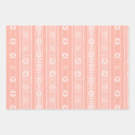 MAZIPOODLES Floral Striped Ribbed Knitting 202 Geschenkpapier Set