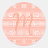 MAZIPOODLES Floral Striped Ribbed Knitting Card Runder Aufkleber (Vorderseite)