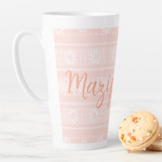 MAZIPOODLES Floral Striped Ribbed Knitting Name Milchtasse