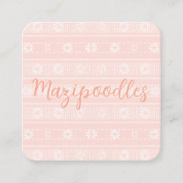 MAZIPOODLES Floral Striped Ribbed Knitting Name Quadratische Visitenkarte
