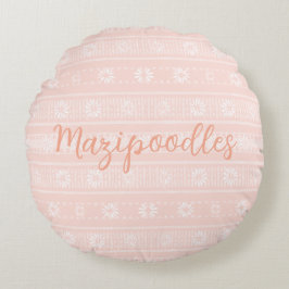 MAZIPOODLES Floral Striped Ribbed Knitting Name Rundes Kissen