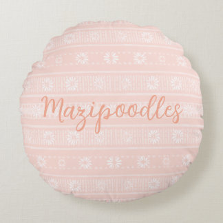 MAZIPOODLES Floral Striped Ribbed Knitting Name Rundes Kissen
