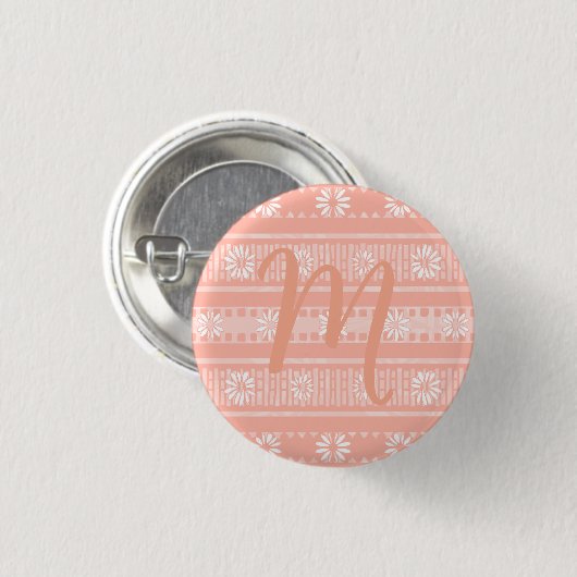 MAZIPOODLES Florales gestreiftes, geripptes Strick Button (Vorne & Hinten)