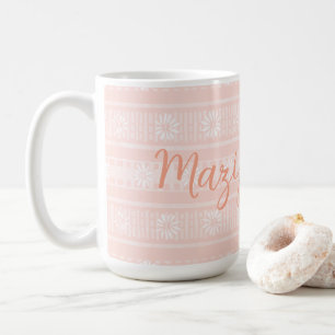 MAZIPOODLES Florales Gestreiftes Rippenstrick Name Kaffeetasse