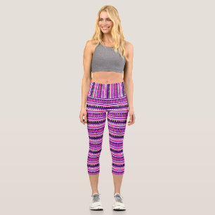 MAZIPOODLES Gestreiftes Strickmuster mit Rippen 19 Capri Leggings