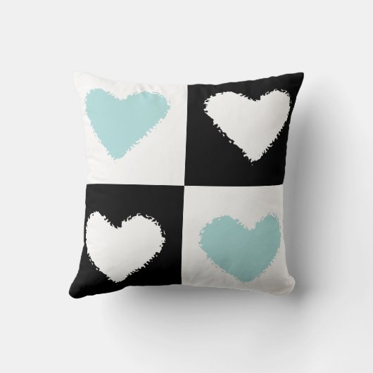 Mazipoodles Hearts Abstraction Duck Egg Blue Kissen (Rückseite)