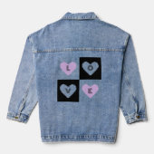 Mazipoodles Hearts Abstraction Lilac Liebe Jeansjacke (Rückseite)