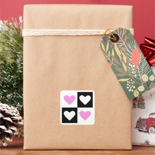 Mazipoodles Herz Abstraktion Rosa Quadratischer Aufkleber (Feiertag)